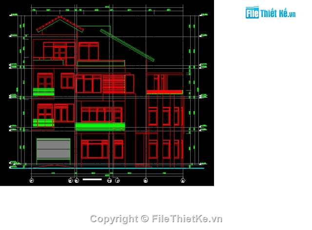 Bản vẽ,Biệt thự,4 tầng,kiến trúc 4 tầng,kiến trúc biệt thự  4 tầng,Bản vẽ kiến trúc biệt thự